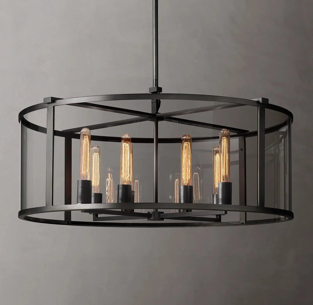33 Inch Glass Drum Chandelier - Beckman - fovolighting