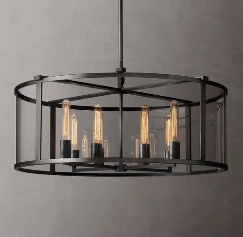 33 Inch Glass Drum Chandelier - Beckman - fovolighting