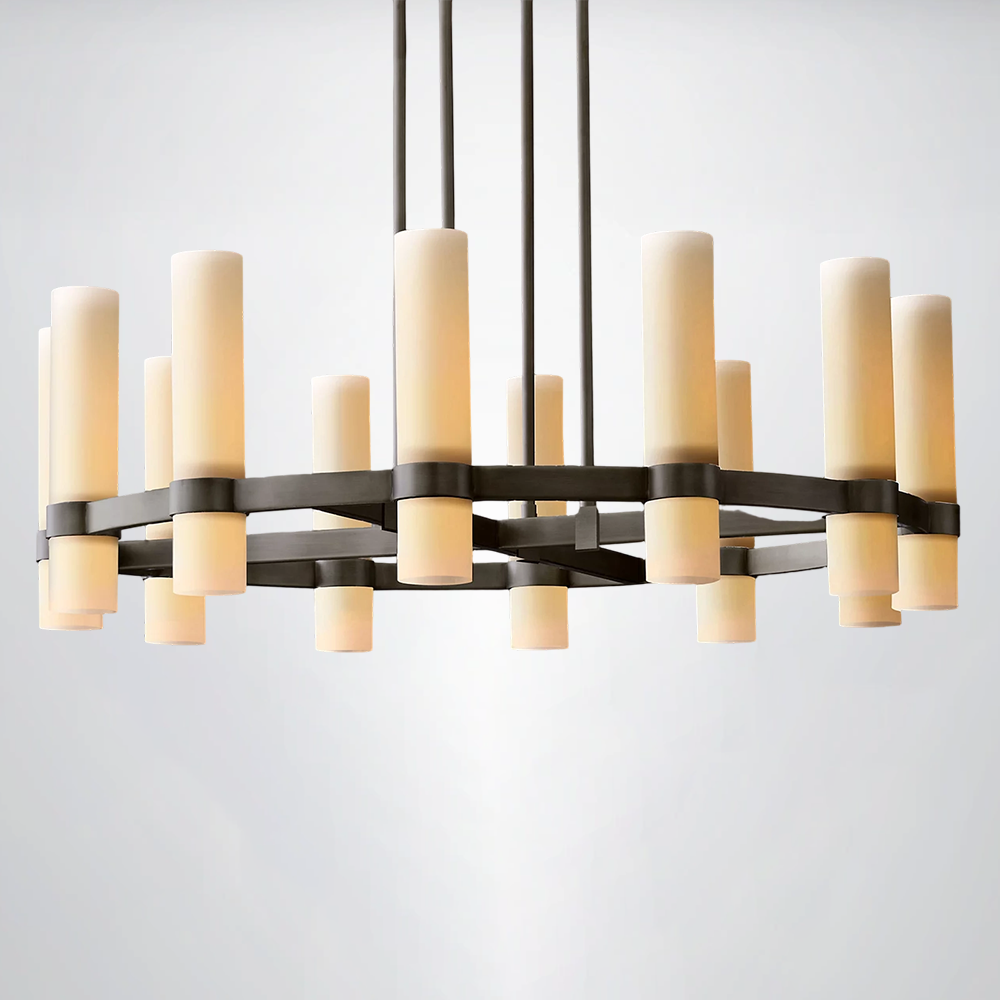 Summit Milk Glass Round Chandelier