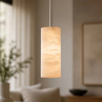 Hand-Carver Alabaster Cylinder Pendant