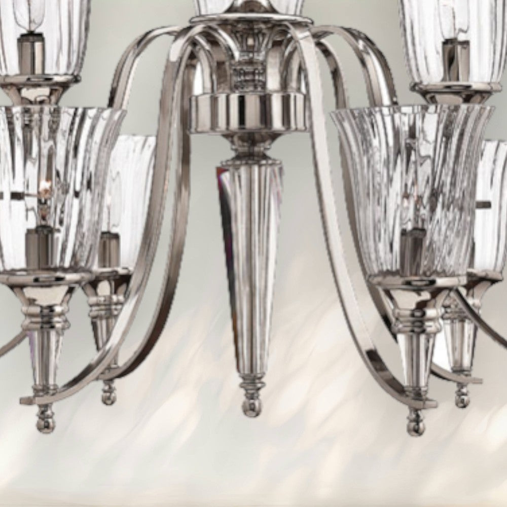 8-Light Modern Chandelier with Clear Glass Shades and Chrome Finish