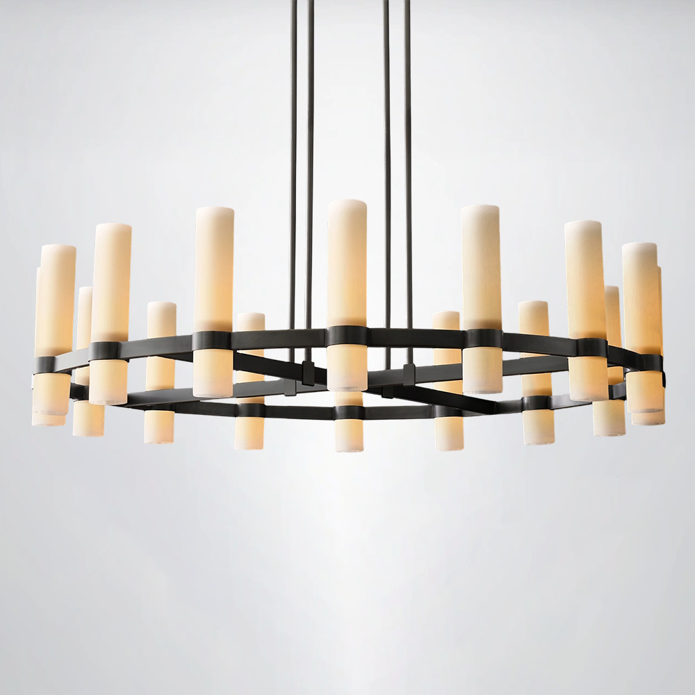 Summit Milk Glass Round Chandelier
