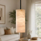 Hand-Carver Alabaster Cylinder Pendant