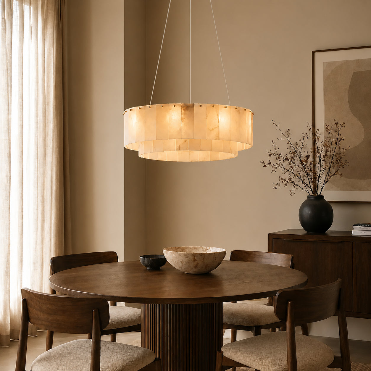 Nonzerad Alabaster Dining Room Gold Chandelier Pendant Lights