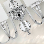 5 - Light Modern Chandelier with Chrome Finish and White Fabric Shades - fovolighting