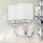 5 - Light Modern Chandelier with Chrome Finish and White Fabric Shades - fovolighting