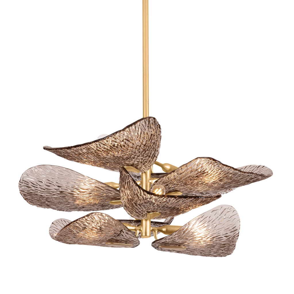 Corbett Lighting Cardiff Semi Flush Mount Chandelier 8-Light Vintage Gold Leaf