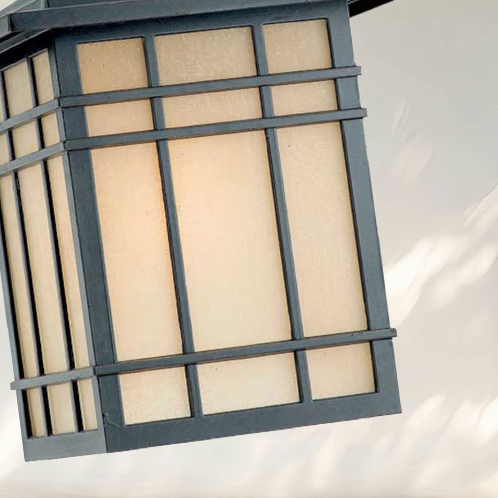 Modern Pendant Light with Black Metal Frame and Frosted Glass Shade