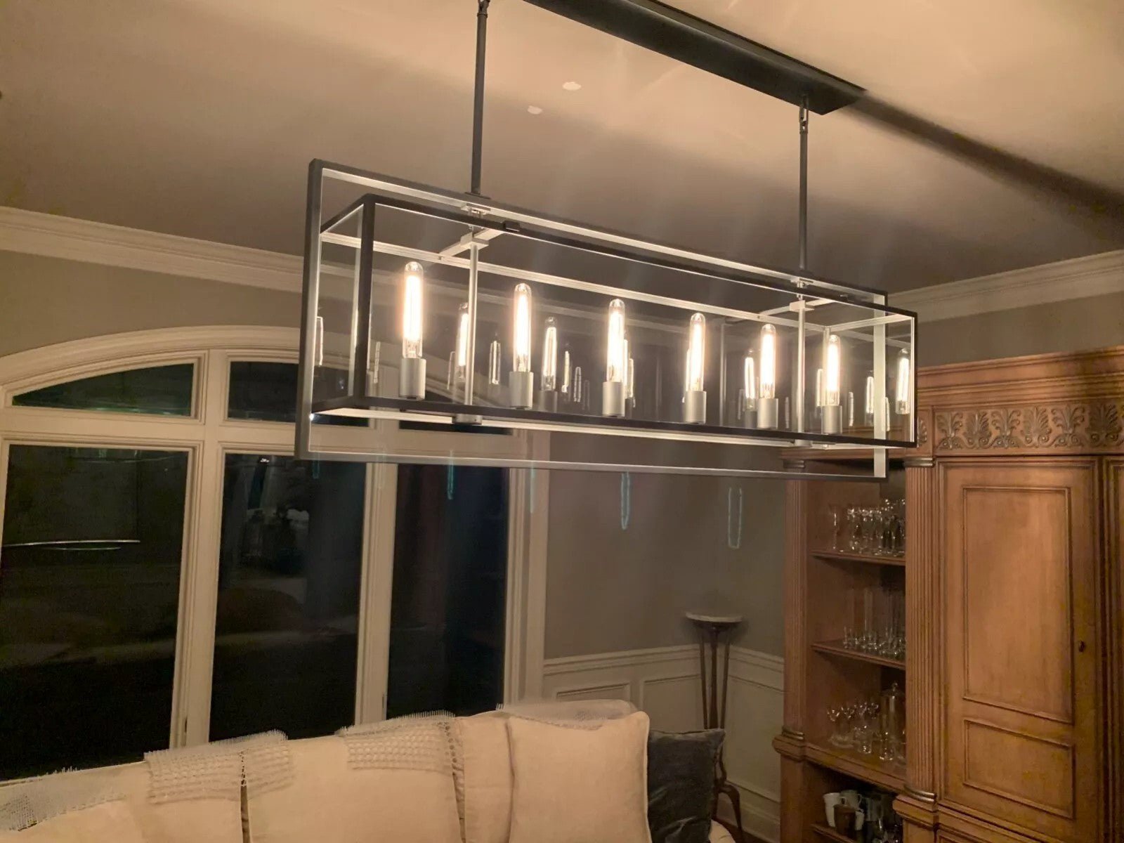 54 Inch Glass Rectangular Chandelier - Beckman - fovolighting