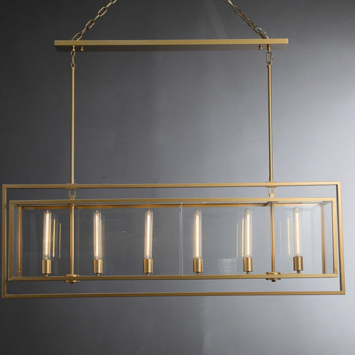 54 Inch Glass Rectangular Chandelier - Beckman - fovolighting