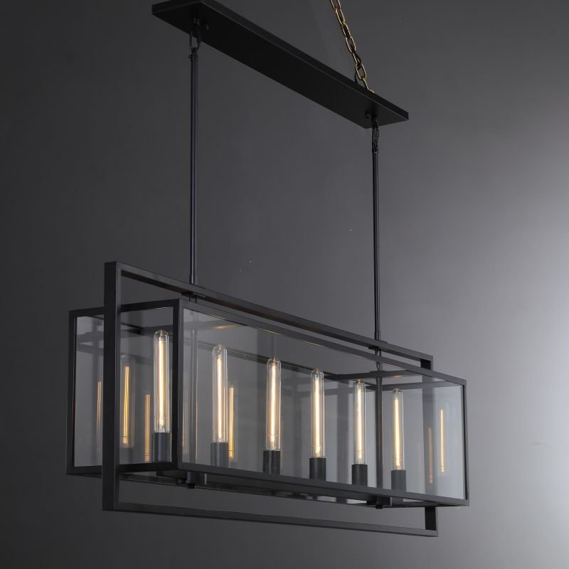 54 Inch Glass Rectangular Chandelier - Beckman - fovolighting