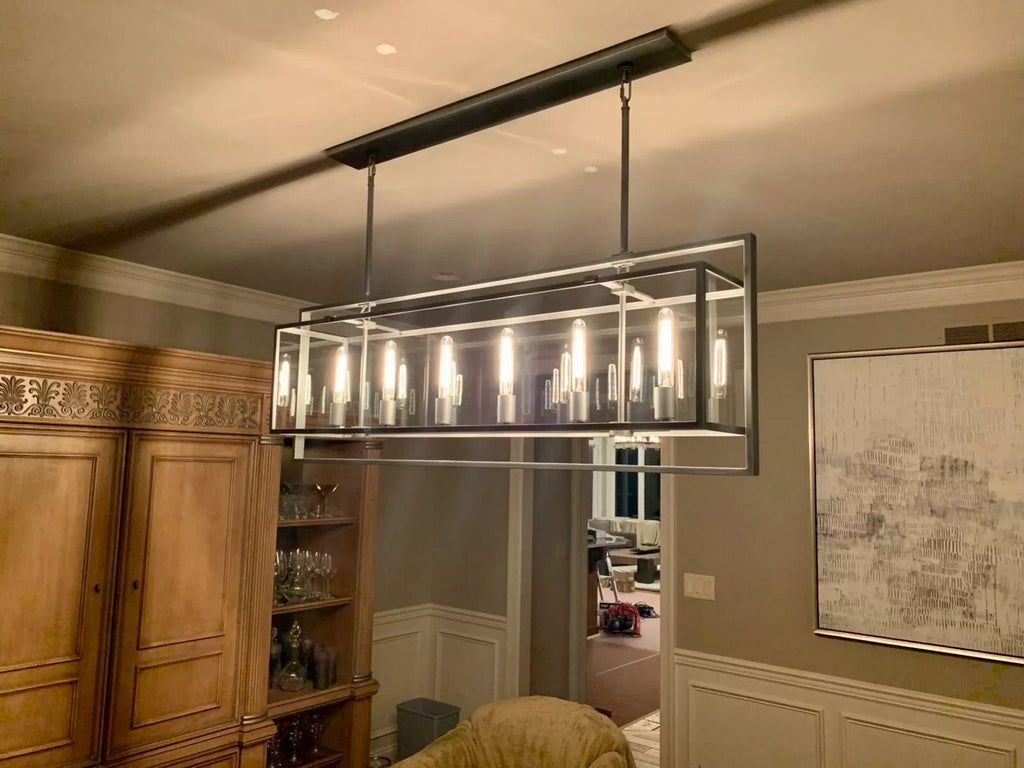 54 Inch Glass Rectangular Chandelier - Beckman - fovolighting