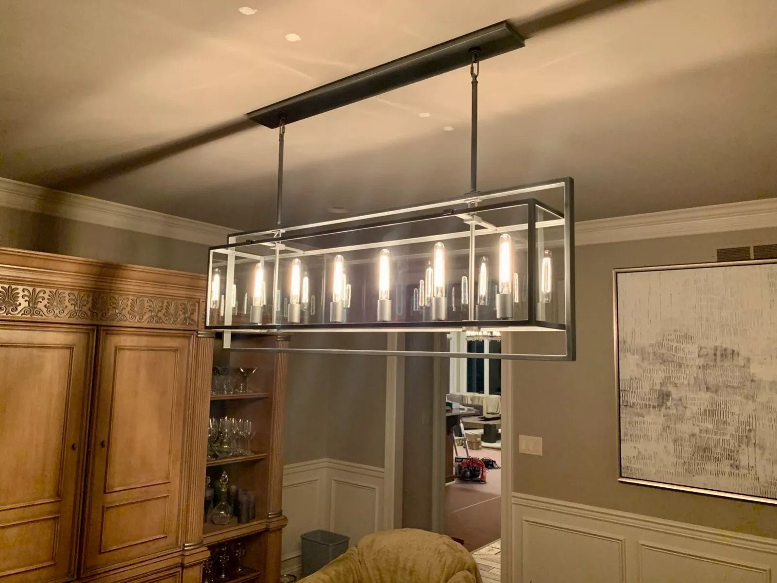 54 Inch Glass Rectangular Chandelier - Beckman - fovolighting
