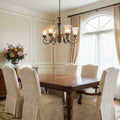 6 - Light Rustic Chandelier with Cast Iron Frame and Frosted Glass Shades - fovolighting