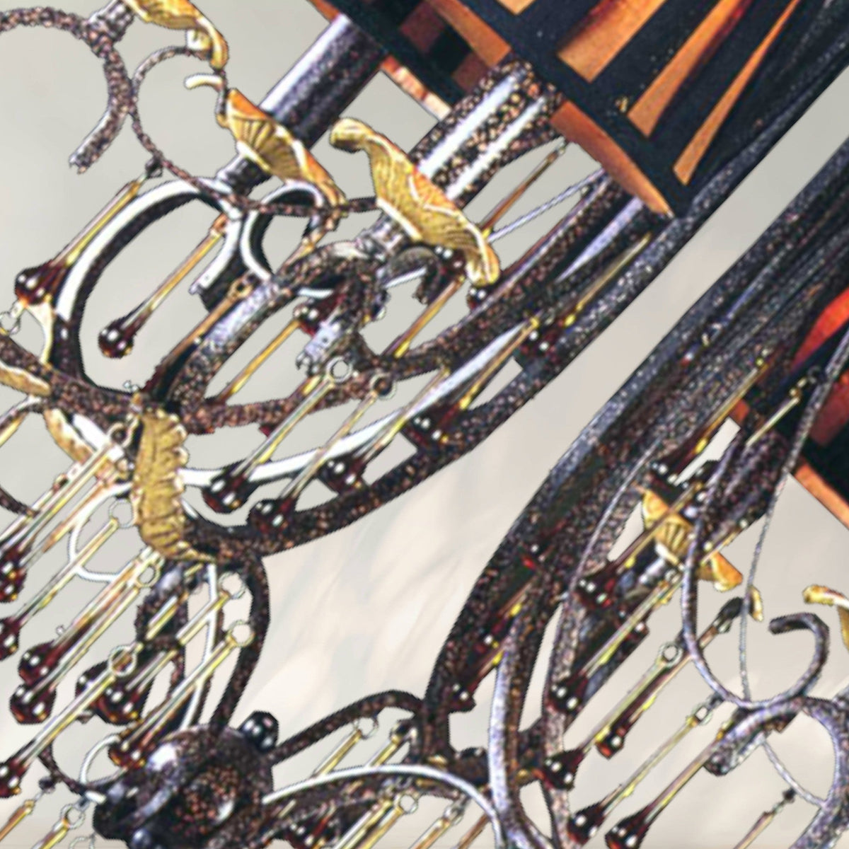 6 - Light Traditional Chandelier with Black Fabric Shades and Metal Frame - fovolighting