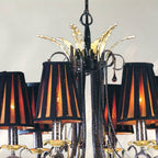 6 - Light Traditional Chandelier with Black Fabric Shades and Metal Frame - fovolighting
