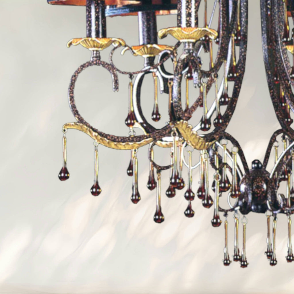 6 - Light Traditional Chandelier with Black Fabric Shades and Metal Frame - fovolighting