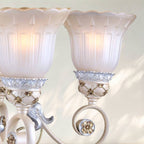 6 - Light Traditional Chandelier with White Glass Shades and Decorative Metal Frame - fovolighting