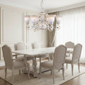 6 - Light Traditional Chandelier with White Glass Shades and Decorative Metal Frame - fovolighting