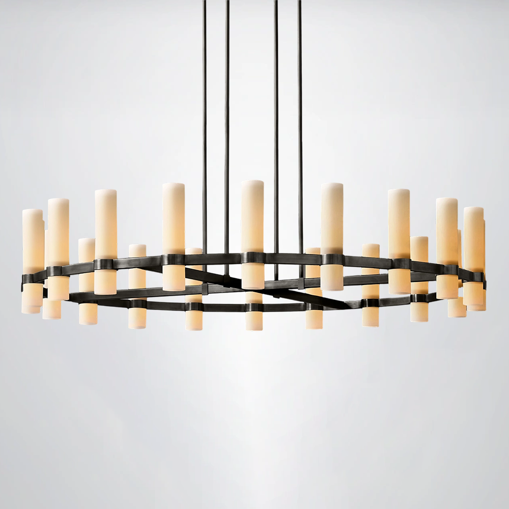 Summit Milk Glass Round Chandelier