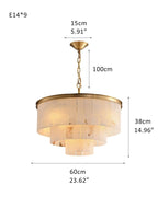 7-Layer Round Alabaster Chandelier lamp black for living room, bedroom, dining room