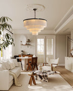 7-Layer Round Alabaster Chandelier lamp black - fovolighting