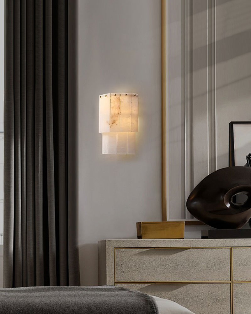 7-Layer Round Alabaster Chandelier lamp black - fovolighting