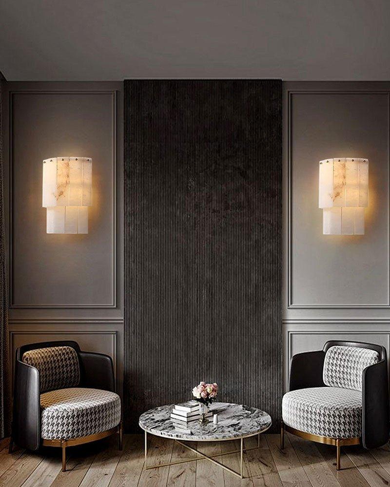 7-Layer Round Alabaster Chandelier lamp black - fovolighting