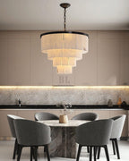 7-Layer Round Alabaster Chandelier lamp black - fovolighting