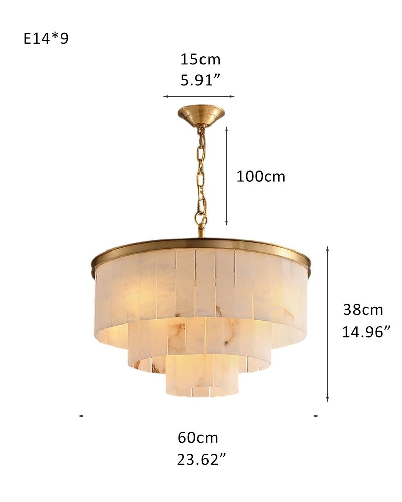 7-Layer Round Alabaster Chandelier lamp black - fovolighting