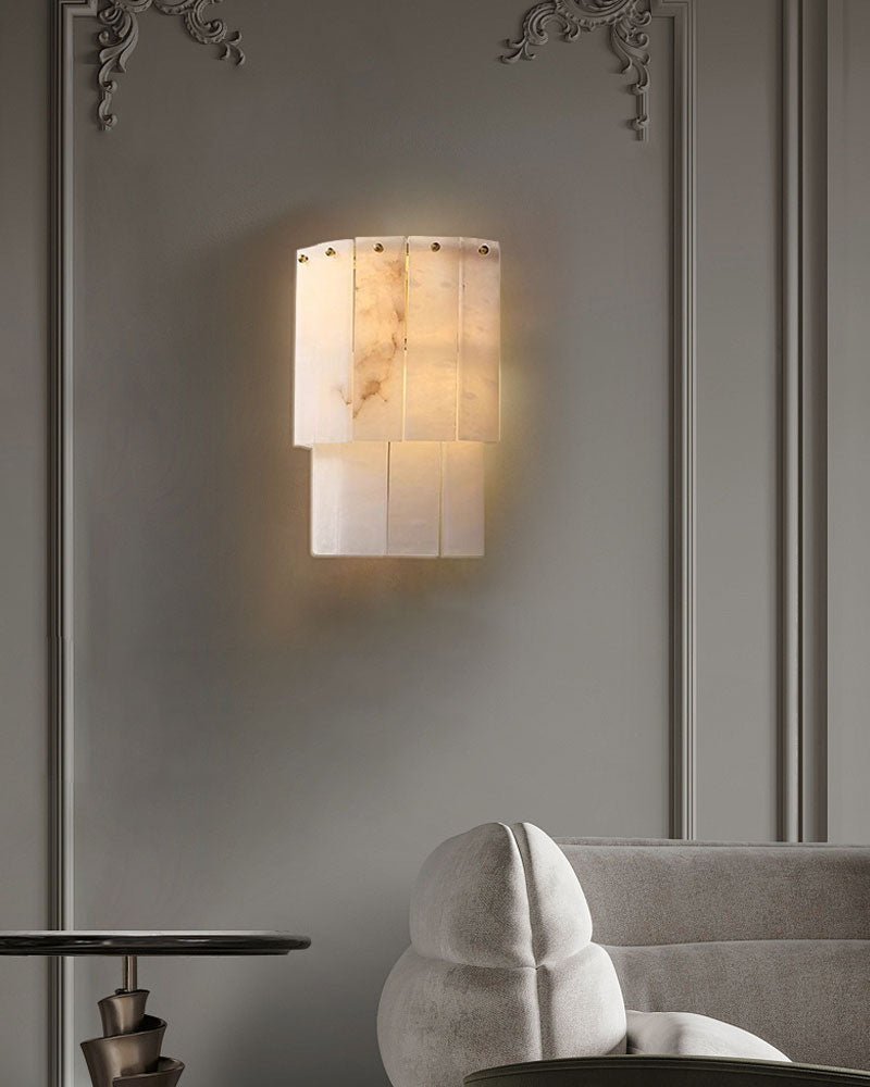 7-Layer Round Alabaster Chandelier lamp black - fovolighting