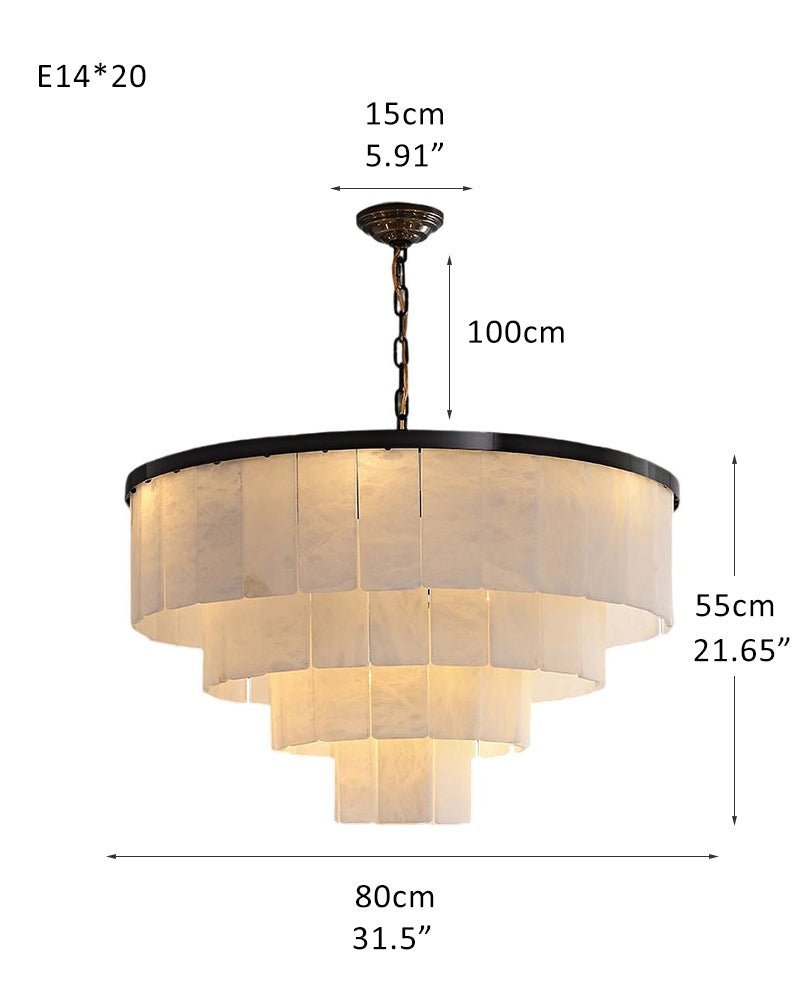 7-Layer Round Alabaster Chandelier lamp black - fovolighting