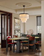 7-Layer Round Alabaster Chandelier lamp black - fovolighting