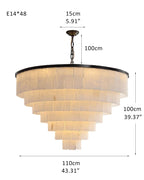 7-Layer Round Alabaster Chandelier lamp black - fovolighting
