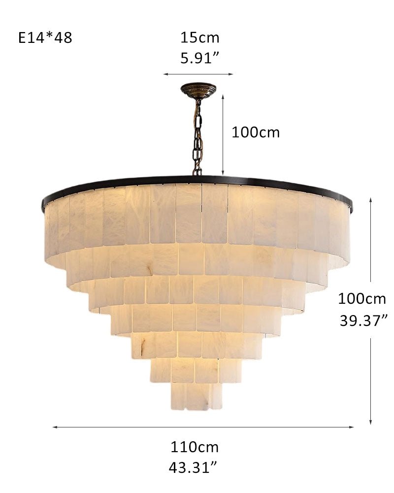 7-Layer Round Alabaster Chandelier lamp black - fovolighting