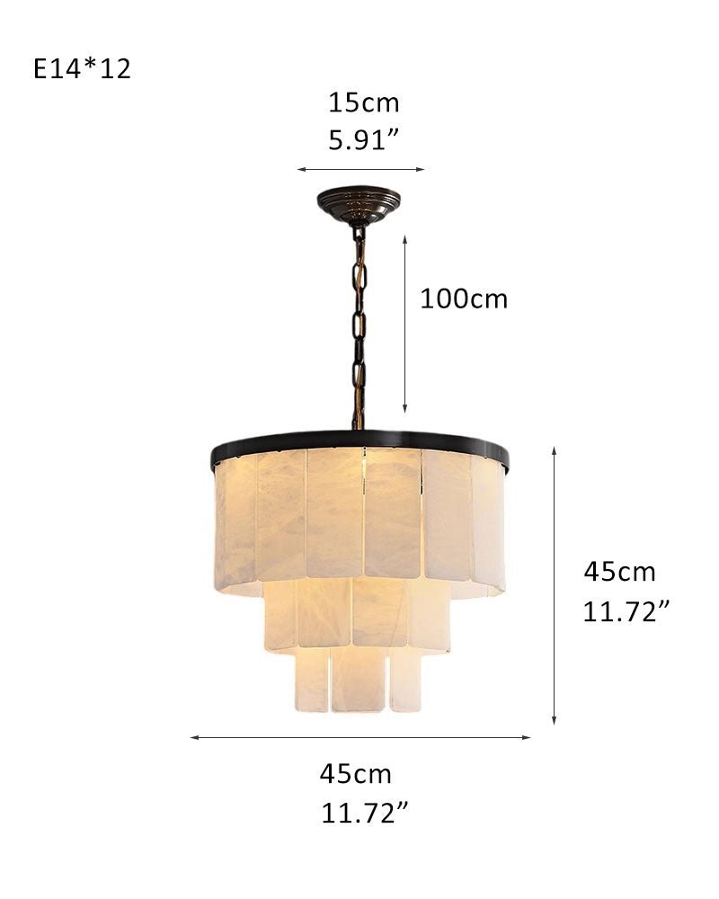 7-Layer Round Alabaster Chandelier lamp black - fovolighting