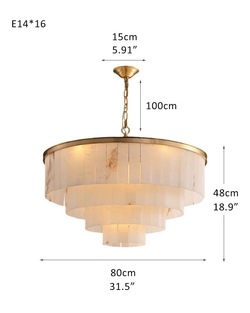 7-Layer Round Alabaster Chandelier lamp black - fovolighting