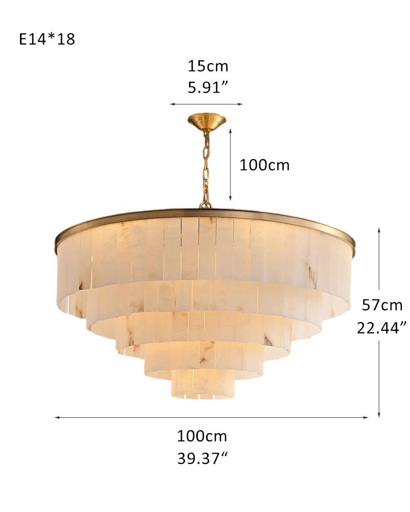 7-Layer Round Alabaster Chandelier lamp black - fovolighting