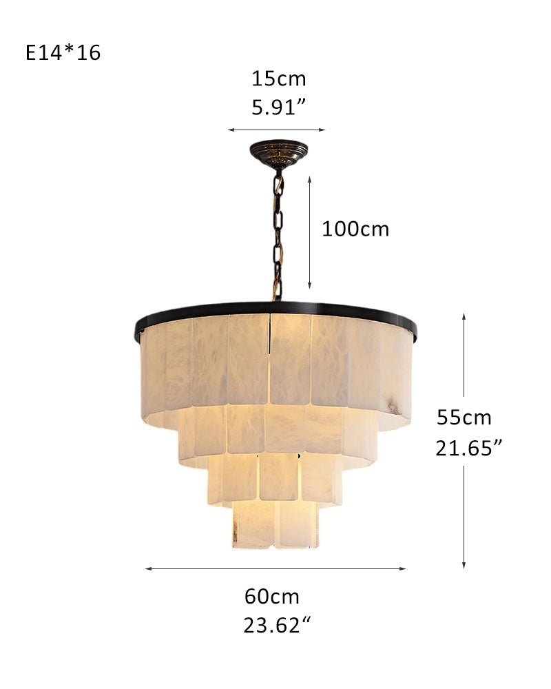 7-Layer Round Alabaster Chandelier lamp black - fovolighting