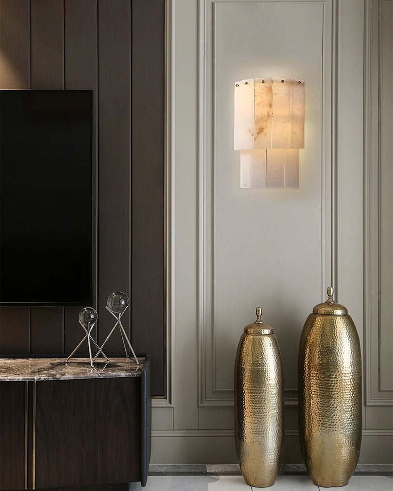 7-Layer Round Alabaster Chandelier lamp black - fovolighting