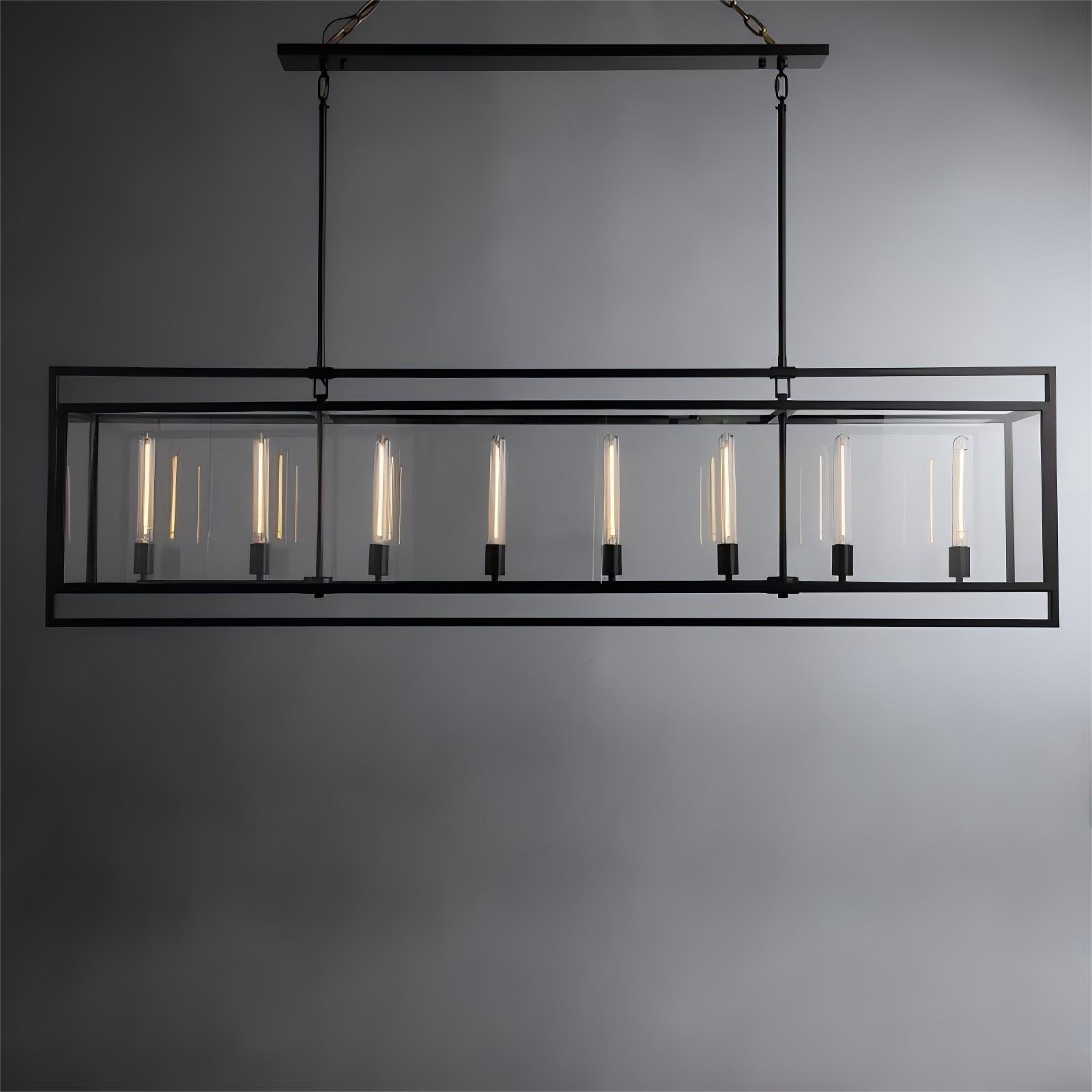72 Inch Glass Rectangular Chandelier - Beckman - fovolighting