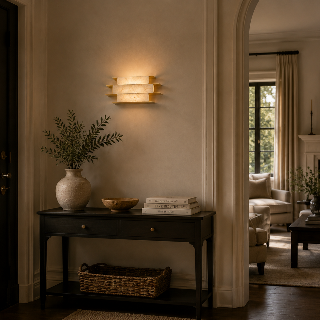 Nuvia Layered Alabaster Sconce