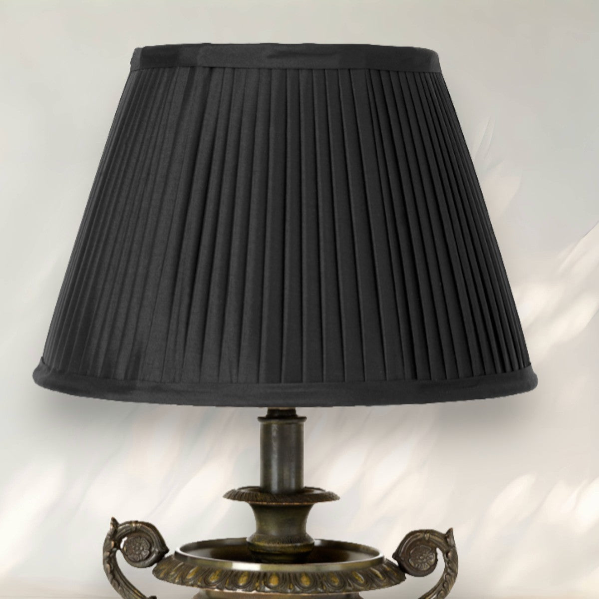 Classic Table Lamp with Black Pleated Shade and Marble Base