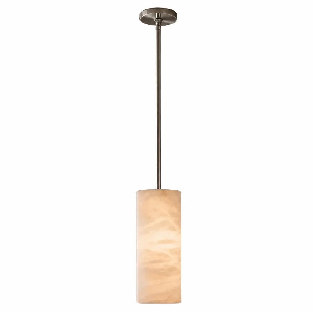 Hand-Carver Alabaster Cylinder Pendant