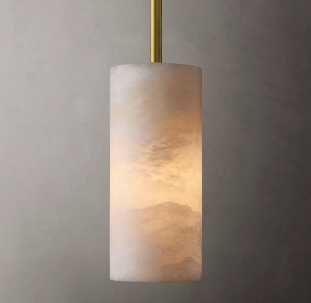 Hand Carved Alabaster Cylinder Pendant