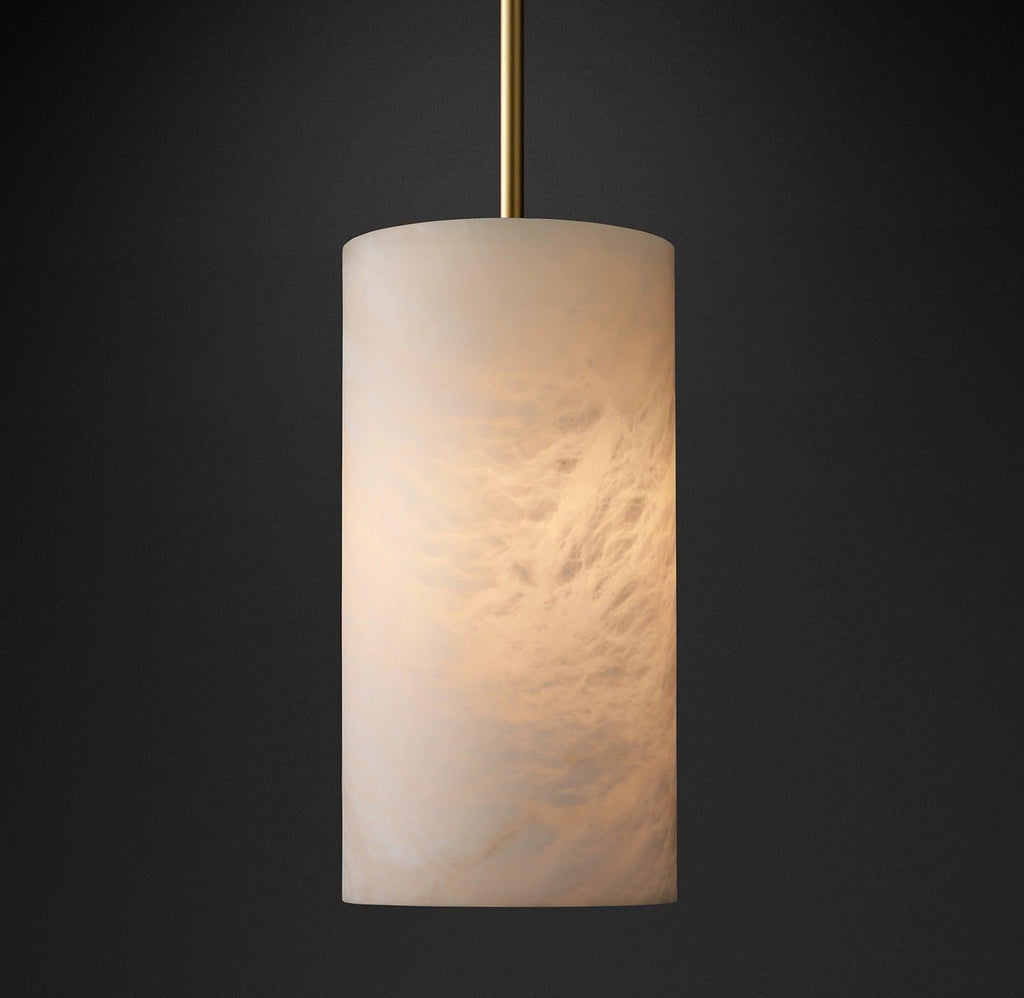 Hand Carved Alabaster Cylinder Pendant