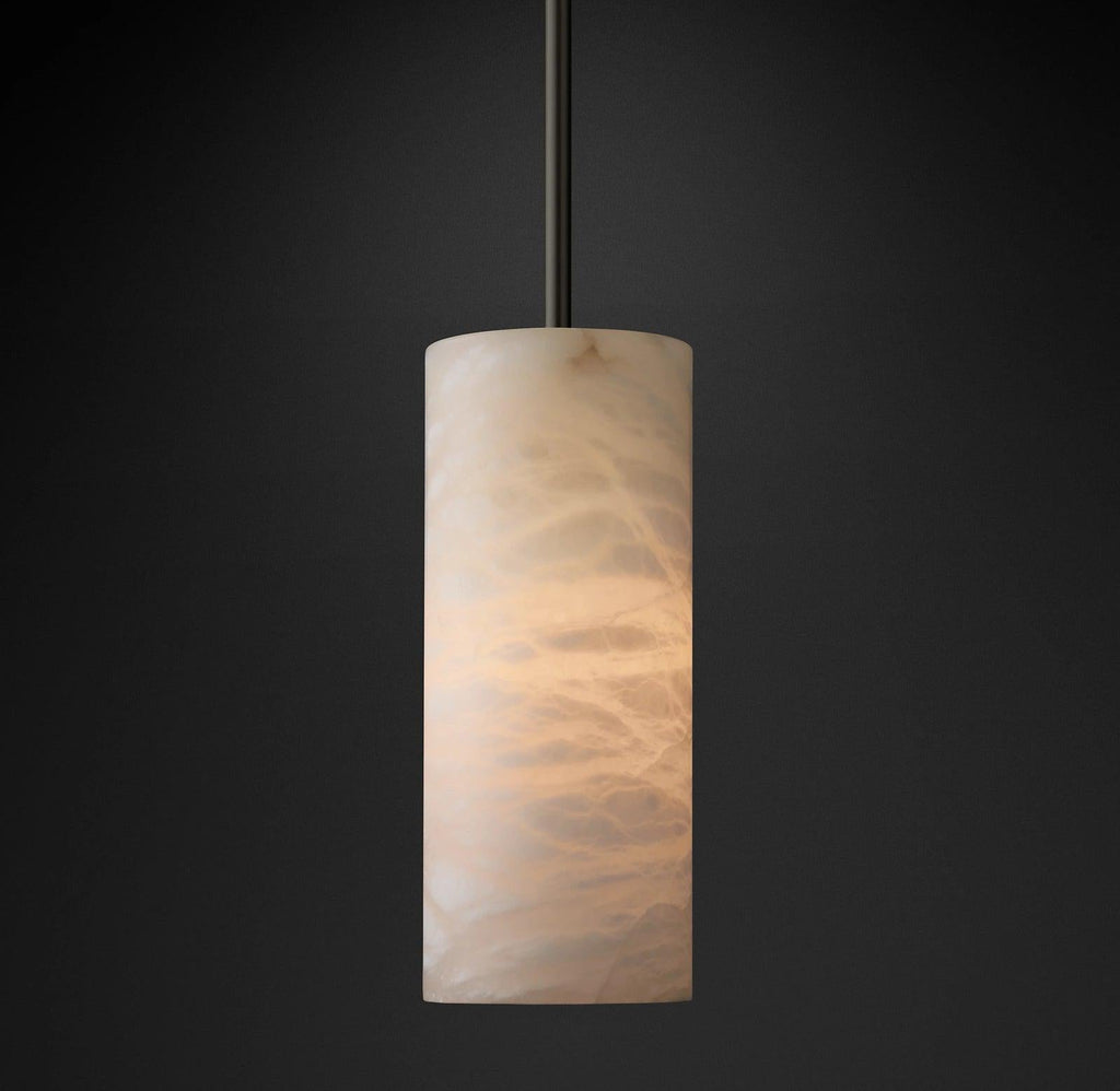 Hand Carved Alabaster Cylinder Pendant