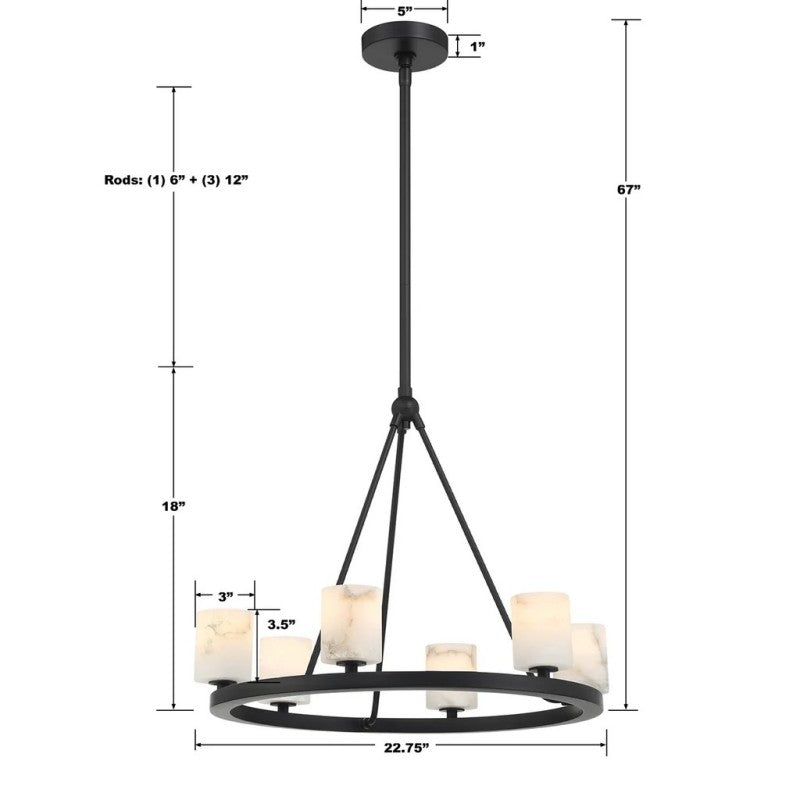 Estate 6 Light Chandelier Alabaster