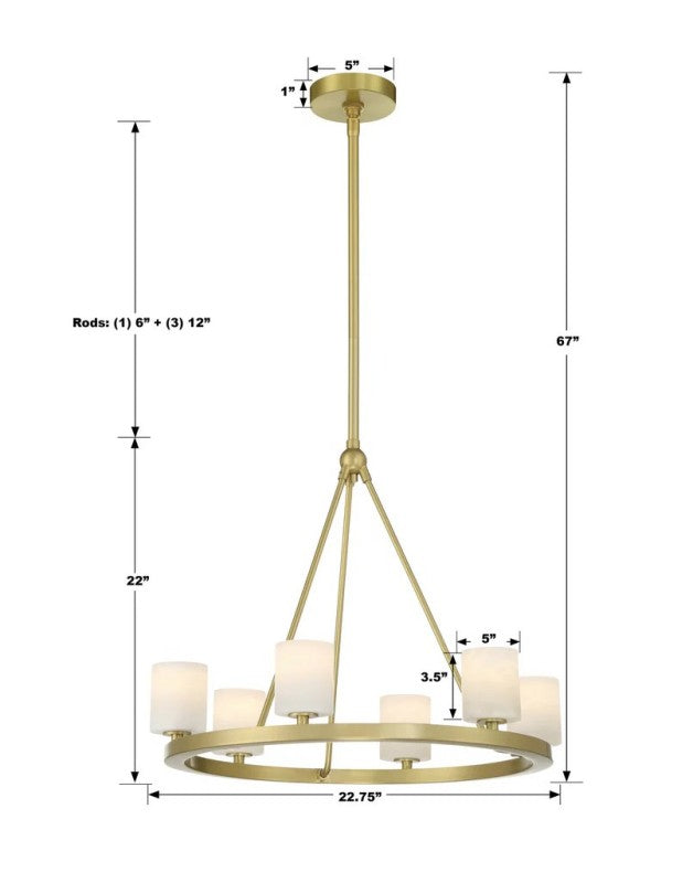 Estate 6 Light Chandelier Alabaster