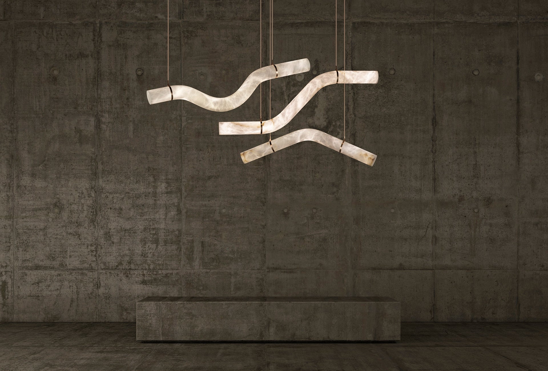 Alabaster Bent Tube Chandelier B
